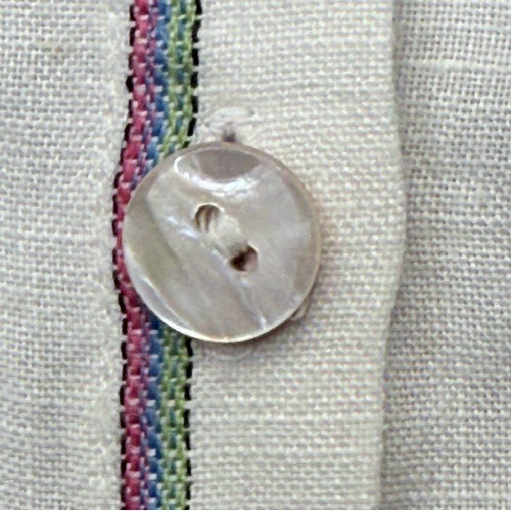 Chico's | Monterey Stripe Islander Linen Button Down Relaxed Casual Shirt - Picture 7 of 15